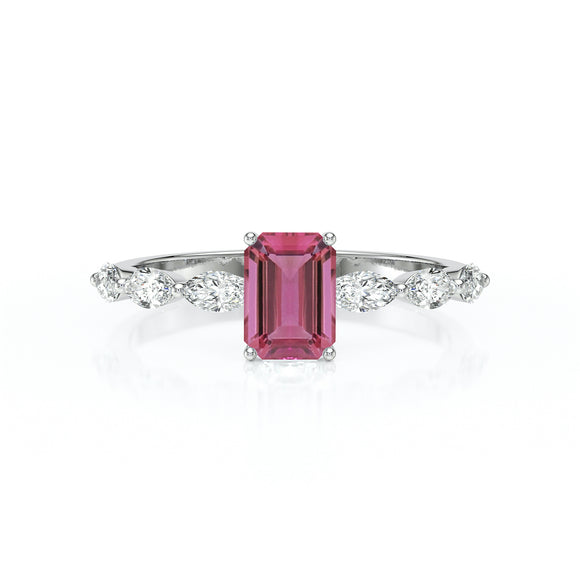 Solitaire accompagné tourmaline diamant Solstice - 4
