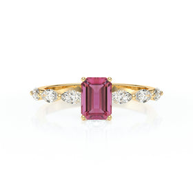 Solitaire accompagné tourmaline diamant Solstice - 4