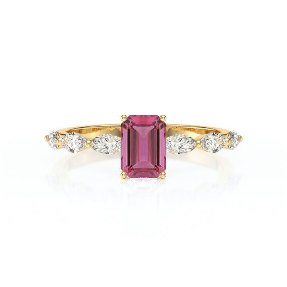 Solitaire accompagné tourmaline diamant Solstice - 4