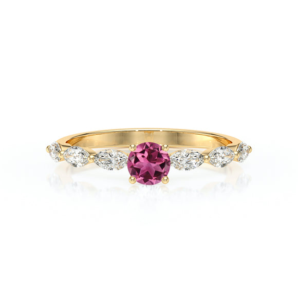 Solitaire accompagné tourmaline diamant Solstice - 5