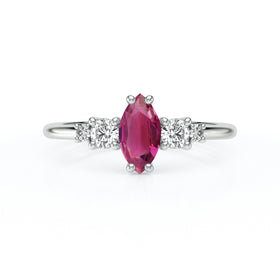 Solitaire accompagné tourmaline et diamant Coucher de Soleil - 12