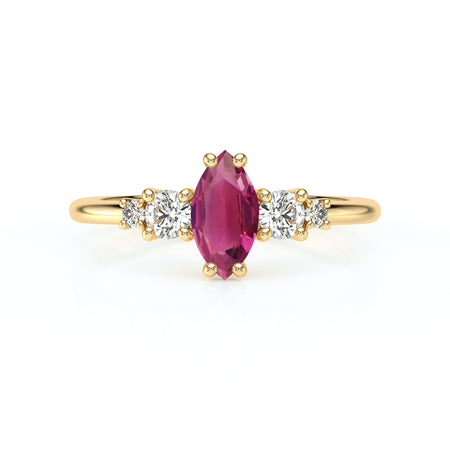 Solitaire accompagné tourmaline et diamant Coucher de Soleil - 12