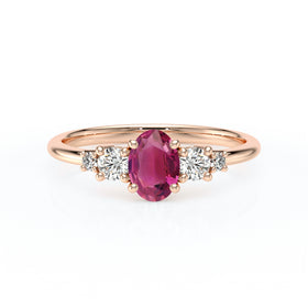 Solitaire accompagné tourmaline et diamant Coucher de Soleil - 13