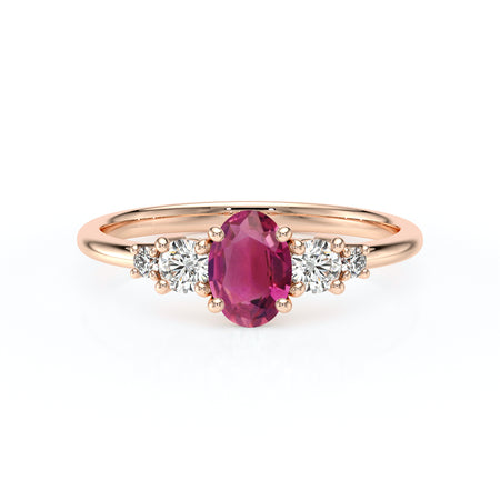 Solitaire accompagné tourmaline et diamant Coucher de Soleil - 13