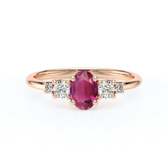Solitaire accompagné tourmaline et diamant Coucher de Soleil - 13