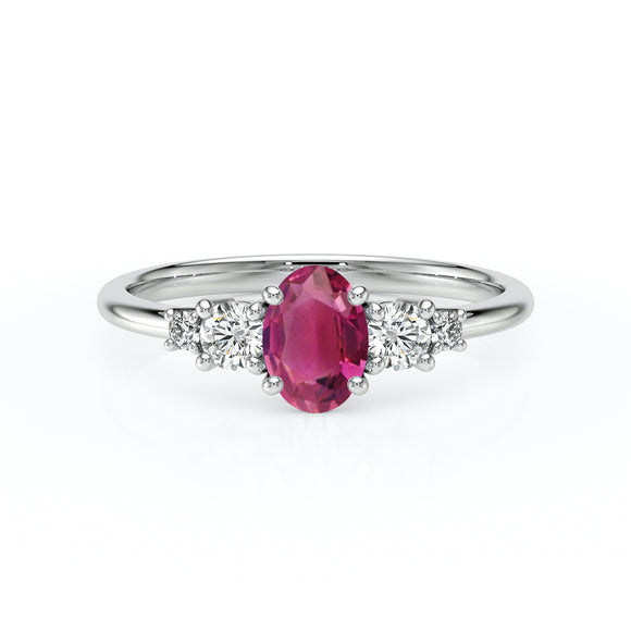 Solitaire accompagné tourmaline et diamant Coucher de Soleil - 13