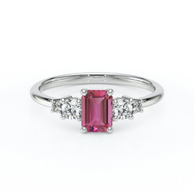 Solitaire accompagné tourmaline et diamant Coucher de Soleil - 15