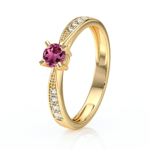Solitaire accompagné tourmaline et diamant Destinée - 1