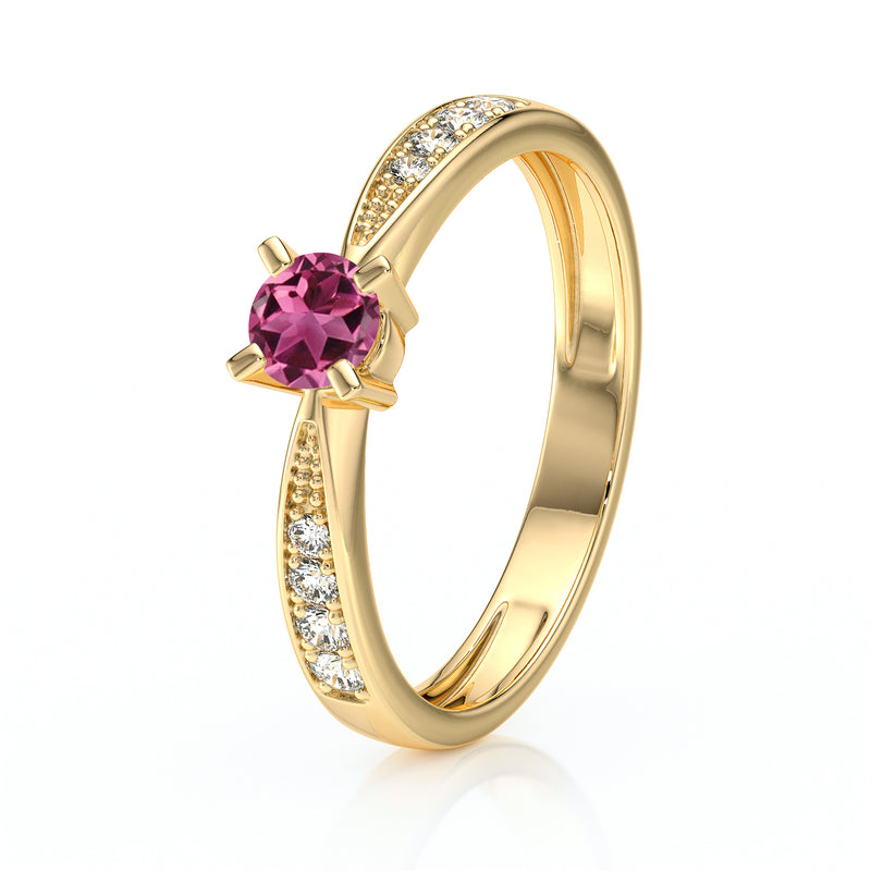Solitaire accompagné tourmaline et diamant Destinée - 1