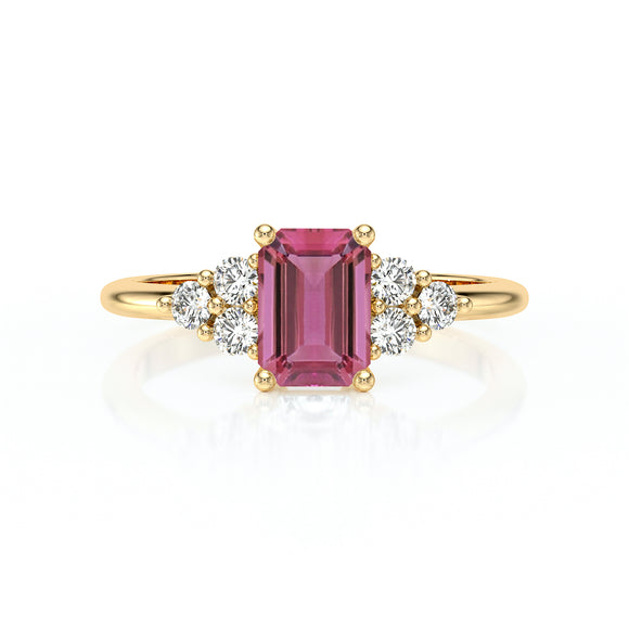 Solitaire accompagné tourmaline et diamant Divine Idylle - 12