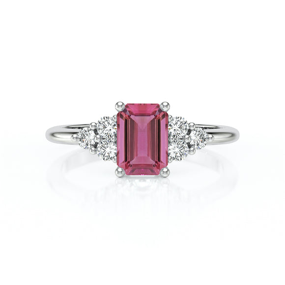 Solitaire accompagné tourmaline et diamant Divine Idylle - 12
