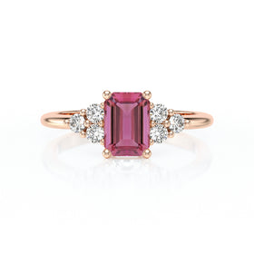 Solitaire accompagné tourmaline et diamant Divine Idylle - 12