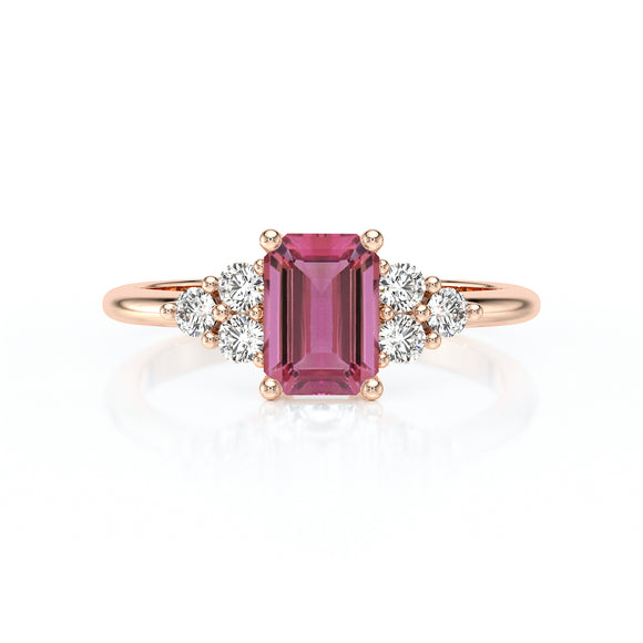Solitaire accompagné tourmaline et diamant Divine Idylle - 12