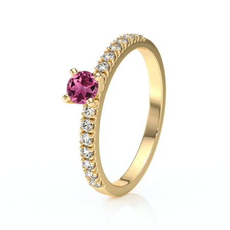 Solitaire accompagné tourmaline et diamant Divine Idylle - 1