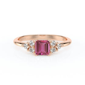 Solitaire accompagné tourmaline et diamant Divine Idylle - 25