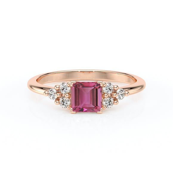 Solitaire accompagné tourmaline et diamant Divine Idylle - 25