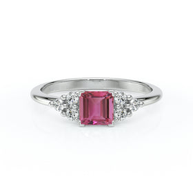 Solitaire accompagné tourmaline et diamant Divine Idylle - 25
