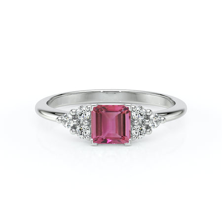 Solitaire accompagné tourmaline et diamant Divine Idylle - 25