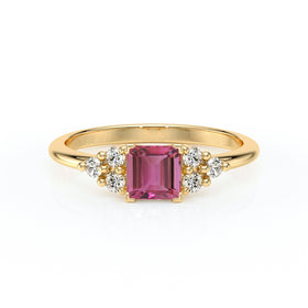 Solitaire accompagné tourmaline et diamant Divine Idylle - 25