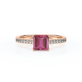 Solitaire accompagné tourmaline et diamant Divine Idylle - 27