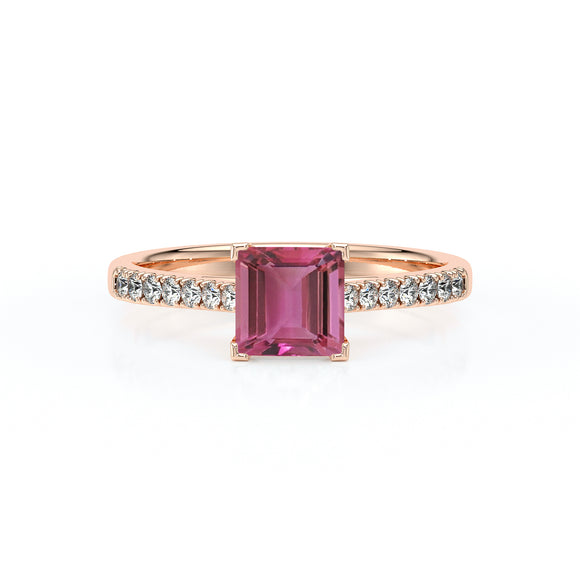 Solitaire accompagné tourmaline et diamant Divine Idylle - 27