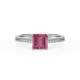 Solitaire accompagné tourmaline et diamant Divine Idylle - 27