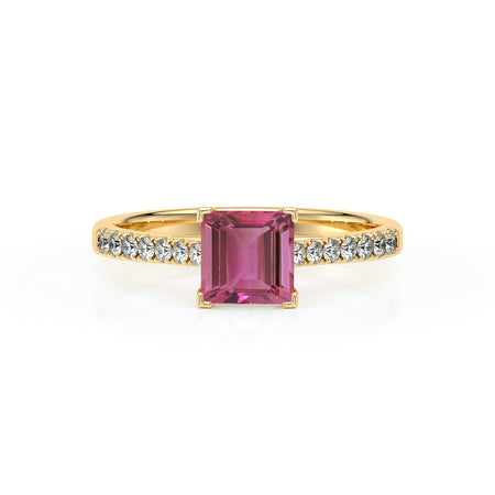 Solitaire accompagné tourmaline et diamant Divine Idylle - 27