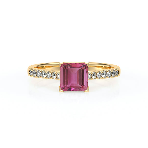 Solitaire accompagné tourmaline et diamant Divine Idylle - 27