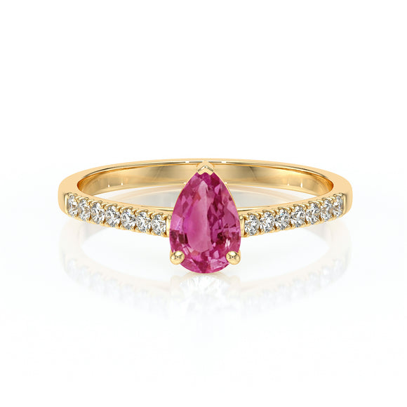 Solitaire accompagné tourmaline et diamant Divine Idylle - 2