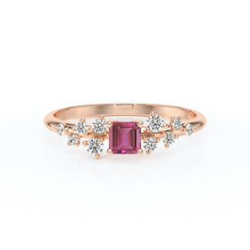 Solitaire accompagné tourmaline et diamant Pluie d'étoiles - 13