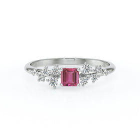 Solitaire accompagné tourmaline et diamant Pluie d'étoiles - 13