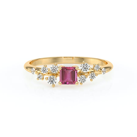 Solitaire accompagné tourmaline et diamant Pluie d'étoiles - 13