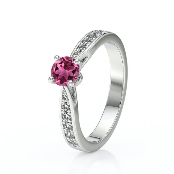 Solitaire accompagné tourmaline et diamant Pluie d’étoiles - 15