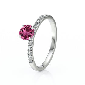Solitaire accompagné tourmaline et diamant Pluie d’étoiles - 17