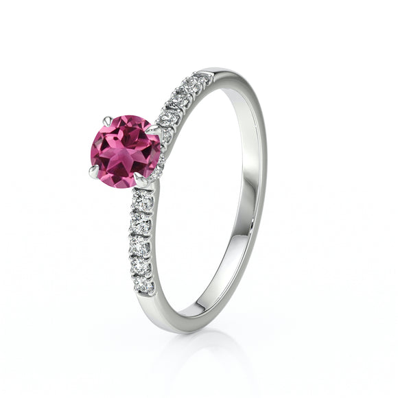 Solitaire accompagné tourmaline et diamant Pluie d’étoiles - 17