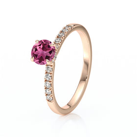 Solitaire accompagné tourmaline et diamant Pluie d’étoiles - 17