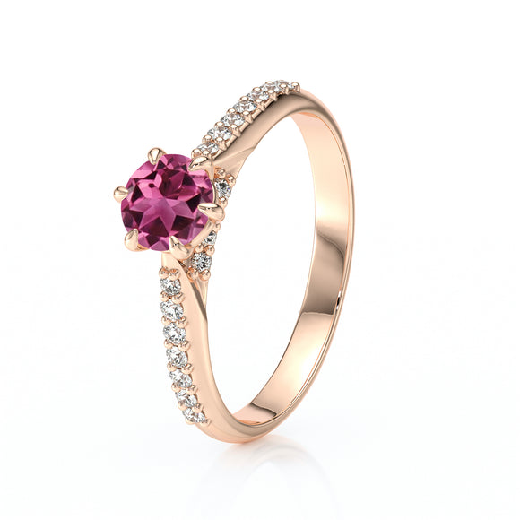 Solitaire accompagné tourmaline diamant Pluie d’étoiles - 18