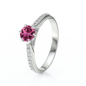Solitaire accompagné tourmaline diamant Pluie d’étoiles - 18