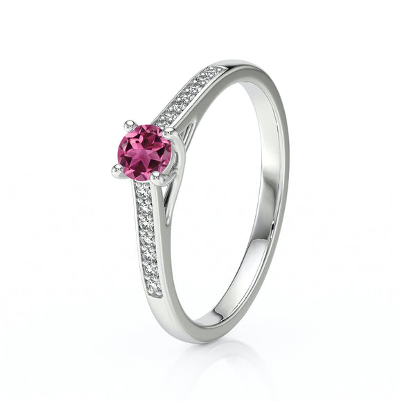 Solitaire accompagné tourmaline et diamant Pluie d’étoiles - 4