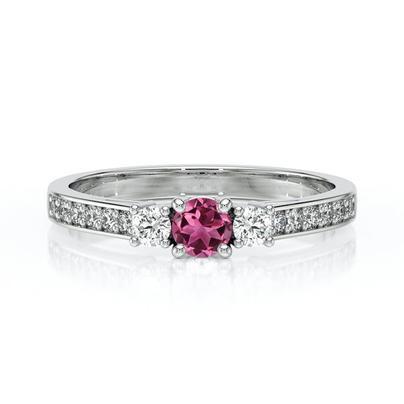 Solitaire accompagné tourmaline et diamant Pluie d’étoiles - 7