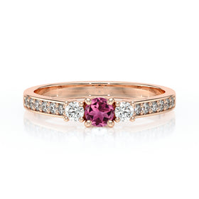 Solitaire accompagné tourmaline et diamant Pluie d’étoiles - 7