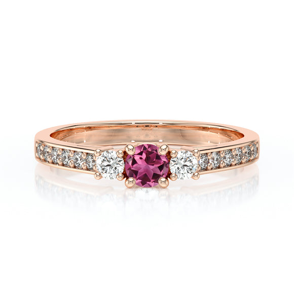 Solitaire accompagné tourmaline et diamant Pluie d’étoiles - 7