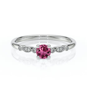 Solitaire accompagné tourmaline et diamant Pluie d’étoiles - 9