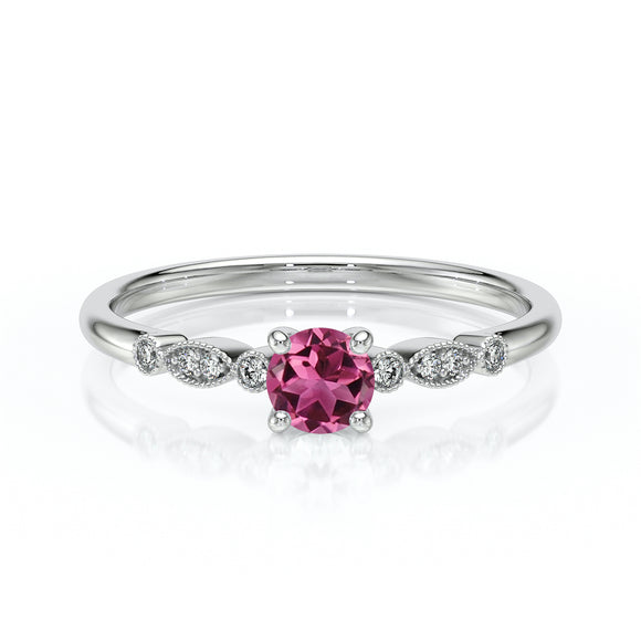 Solitaire accompagné tourmaline et diamant Pluie d’étoiles - 9
