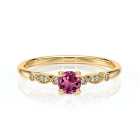 Solitaire accompagné tourmaline et diamant Pluie d’étoiles - 9