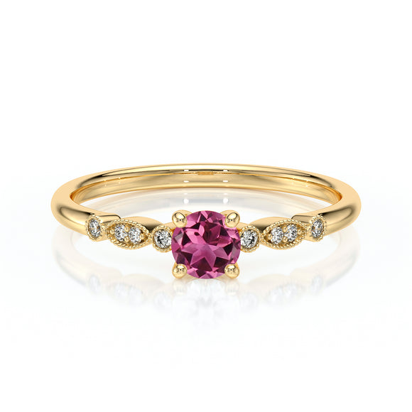 Solitaire accompagné tourmaline et diamant Pluie d’étoiles - 9