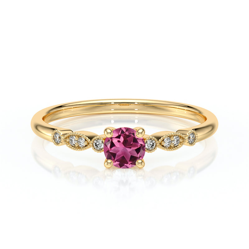 Solitaire accompagné tourmaline et diamant Pluie d’étoiles - 9