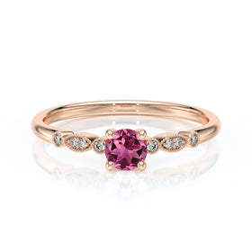 Solitaire accompagné tourmaline et diamant Pluie d’étoiles - 9