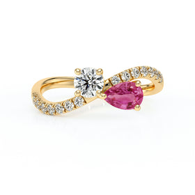 Solitaire accompagné tourmaline et diamant Toi et Moi - 2