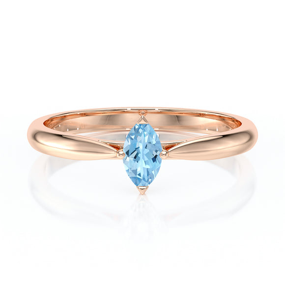 Solitaire aigue-marine Clair de Lune - 1